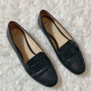 Cole Haan Grand OS Black Leather Basket Weave Flat